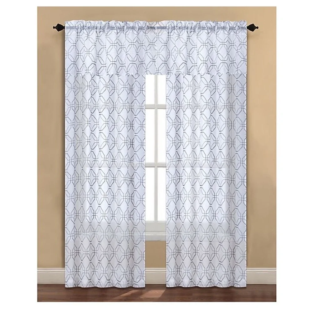 🆕 2 Arratez Sheer Window Curtain Panels & Valance